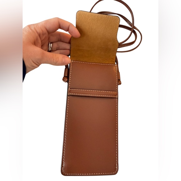 CELINE X HEDI SLIMANE LEATHER CROSSBODY SUNGLASSES OR PHONE CASE POUCH BROWN NEW - Picture 4 of 7